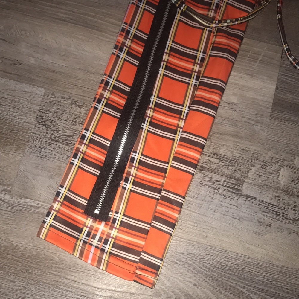 Blush Mark bicolor yellow and orange plaid straps pants size medium - Picture 7 of 13